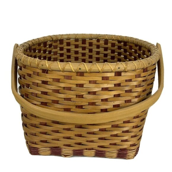 Wicker Vegetable Gathering Basket With Handle Red Brown Storage Organizer - Picture 5 of 7